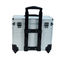Silver Aluminum Hairdresser Trolley Case Aluminum Grooming Case With Trolly In Silver